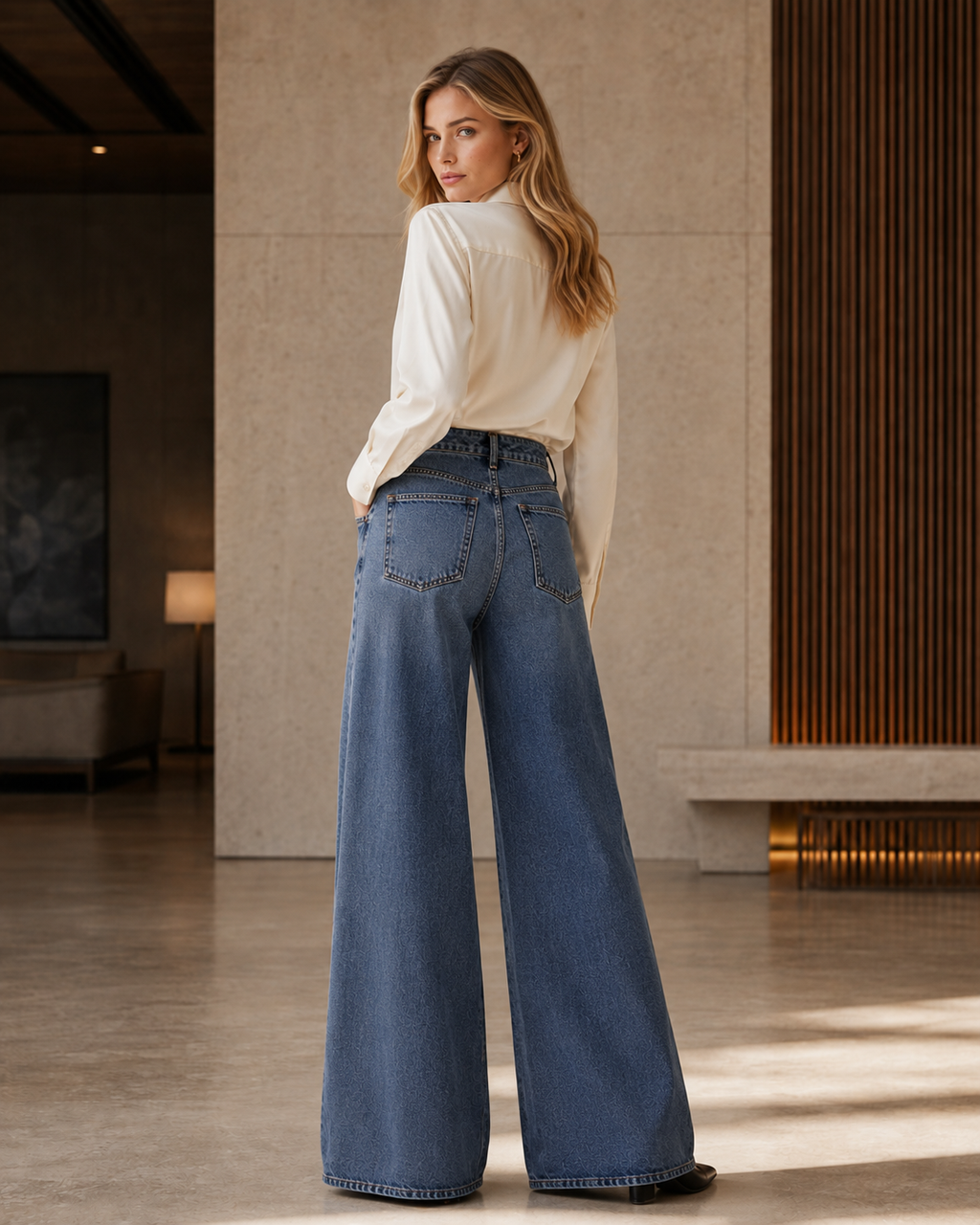 Calça Jeans Super Wide Leg Feminina