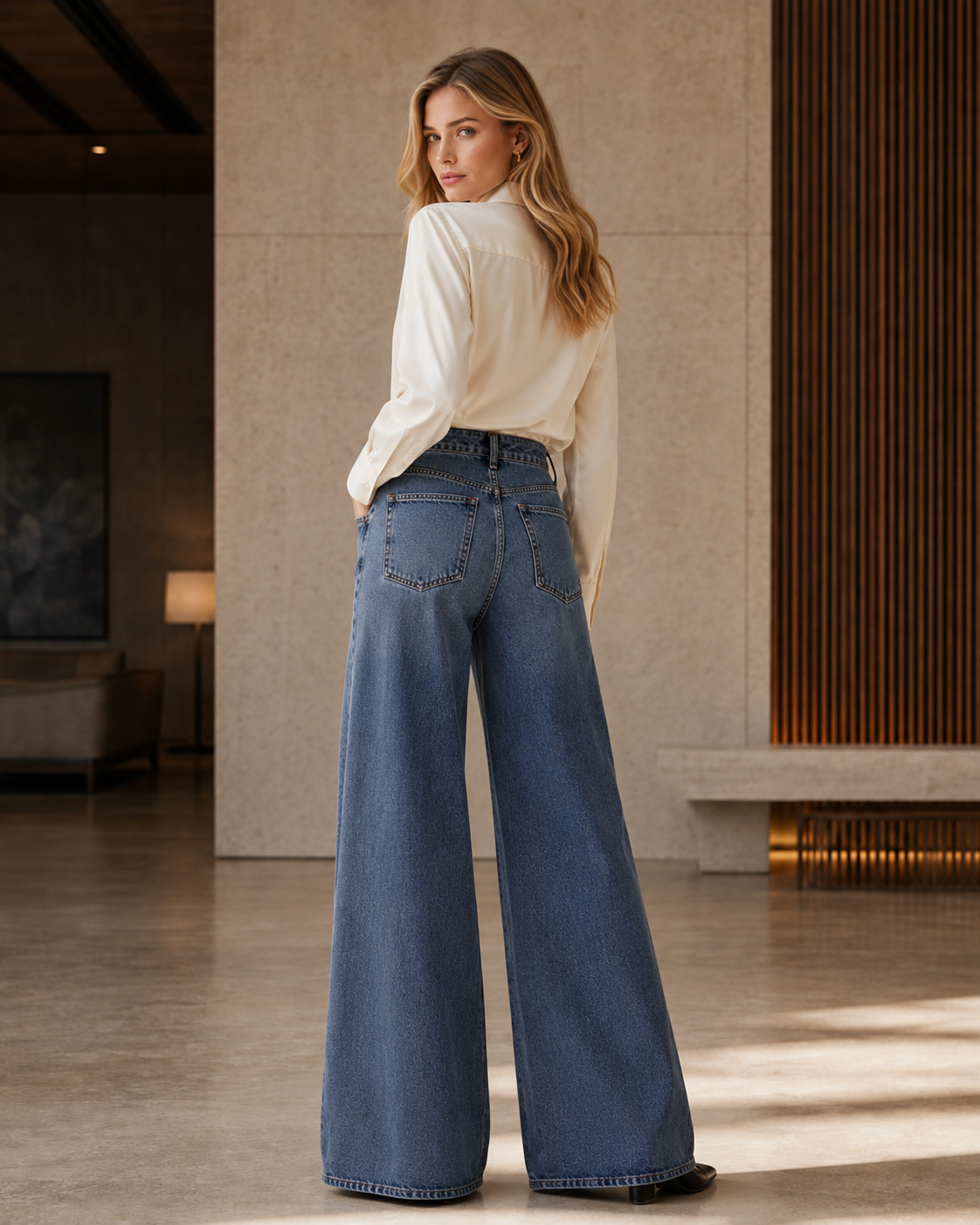 Calça Jeans Super Wide Leg Feminina