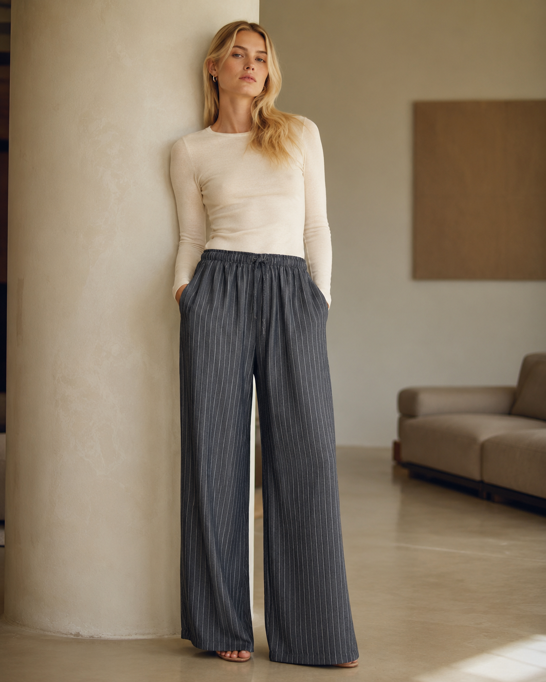 Calça Alfaiataria Risca De Giz