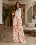 Calça Estampada com Bolso Laranja