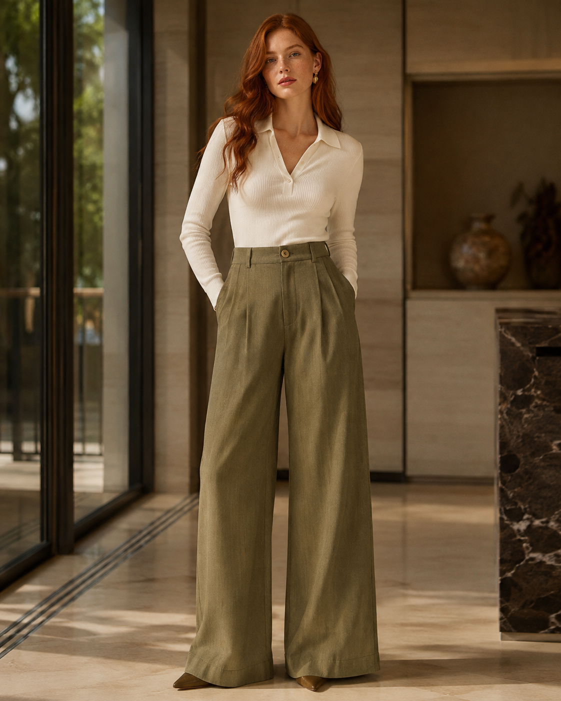 Calça Cropped Alfaiataria Verde
