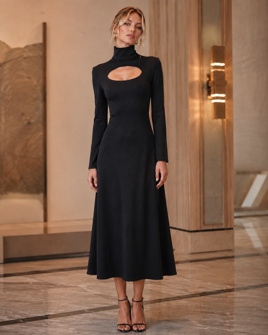 Vestido Abertura Oval Decote