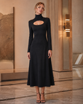 Vestido Abertura Oval Decote