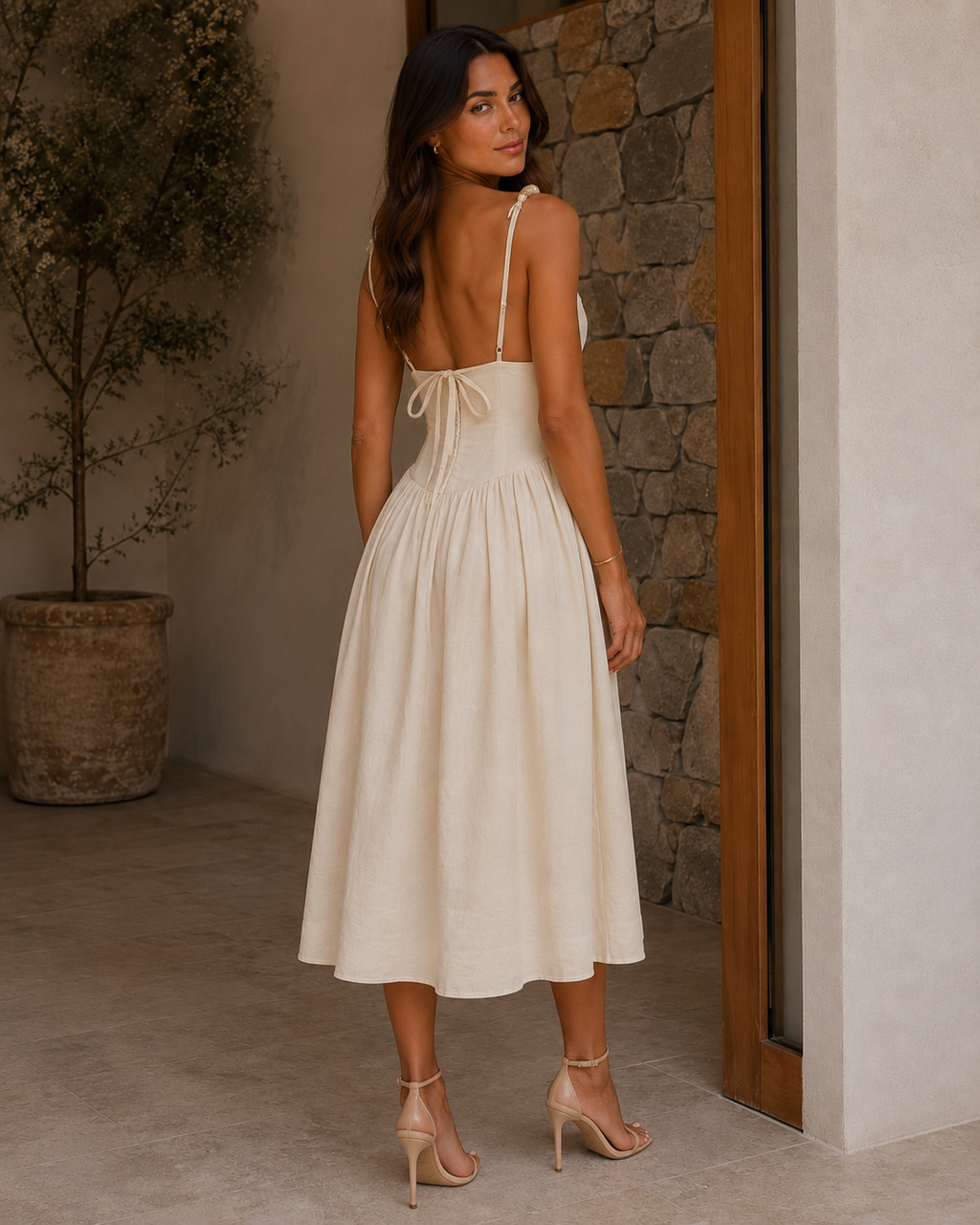 Vestido Midi Com Alça Artesanal