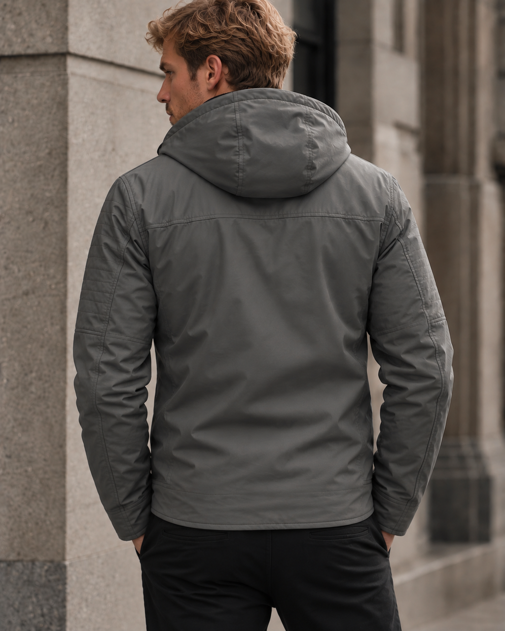 Jaqueta Masculina PU com Capuz